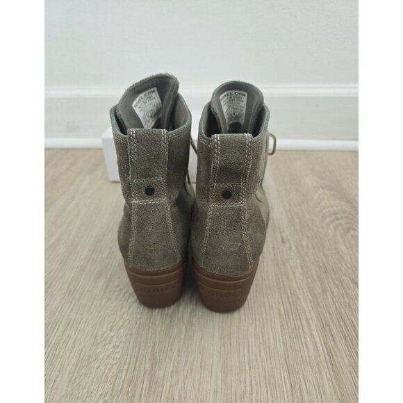 Sorel Toronto Olive Taupe Suede Leather Lace Up Wedge Above Ankle Boots 9.5 - Picture 8 of 13